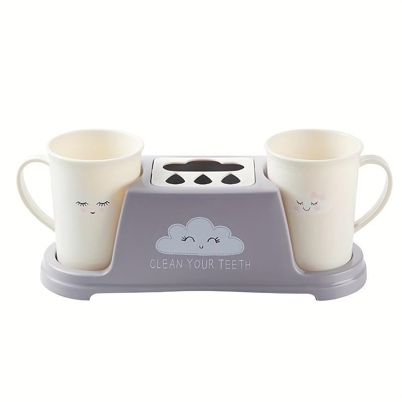

3pcs Simple Style Toothbrush Cup Set, Toothbrush Storage Rack, Two Mouthwash Cups,Couple Wash Cups,Family Sized Mouthwash Cups,Dust Proof Storage Rack