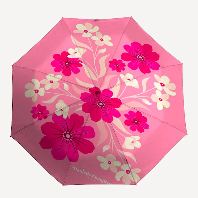 1pc Pink Floral Pattern Design Umbrella with Plastic Handle,Suitable for All Seasons Home Travel Outdoor Umbrellaptys31059