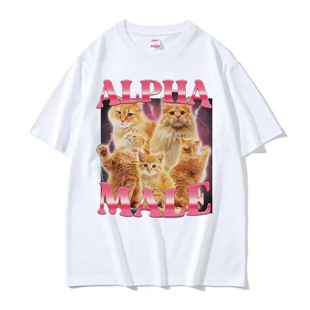 Alpha Male Cat Kitten Funny Meme T ShirtS Women's Clothing Fashion Cute T-shirt Women Casual Short Sleeve T Shirt Tops
