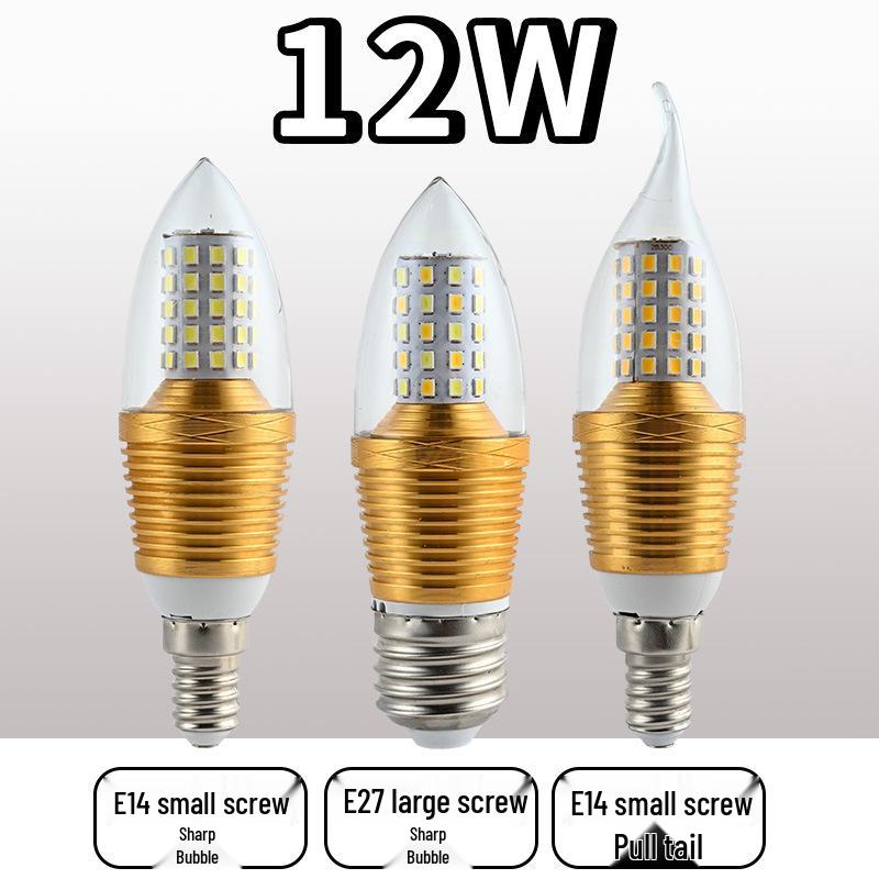 LED Candle Chandelier Bulb Light, E14 Small Screw & E27 Base, Living Room Pointed Bulb