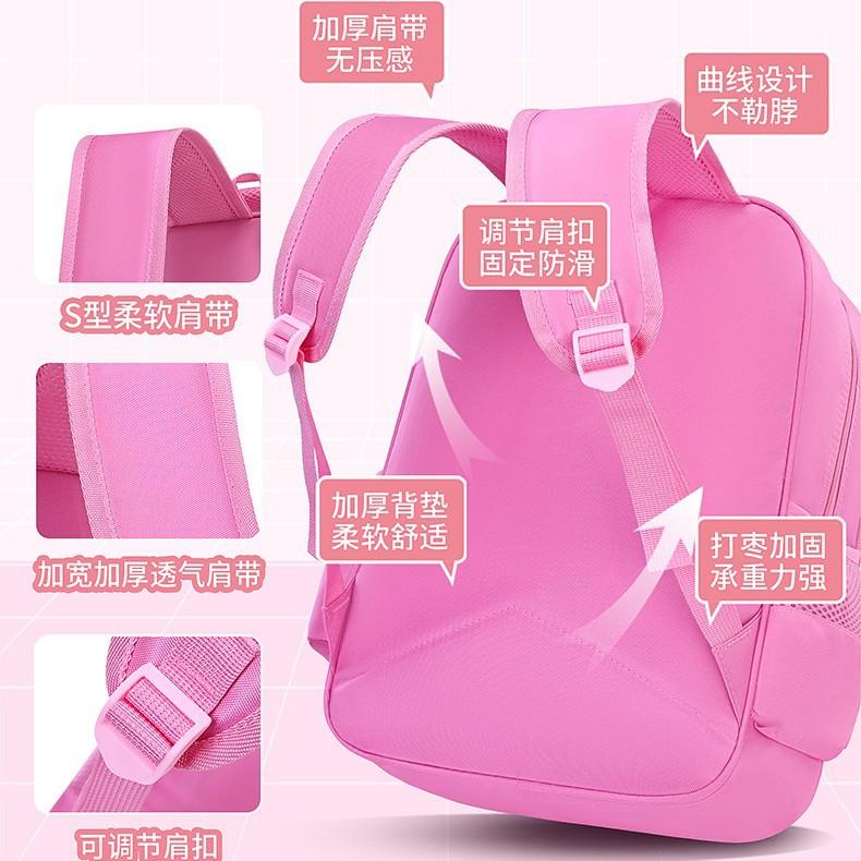 Ultra-Light PU Leather Kids Backpack for Primary School Students Large Capacity Girl's Kuromi Style