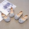 Girls Small Leather Shoes Silver Princess Shoes 2025 New Spring Children's Shoes Soft Sole Women's Treasure Crystal Shoes Elsa