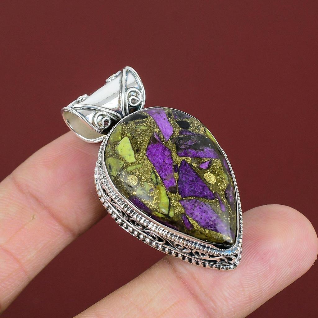Copper Purpurite Pendant Natural Gemstone Pendant 925 Sterling Silver Pendant Vintage Pendant Decent Jewelry Handmade Pendant Wedding Gifts