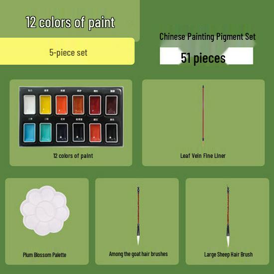 Solid Chinese Painting Pigment Set: 12 & 24 Color Options for Beginners
