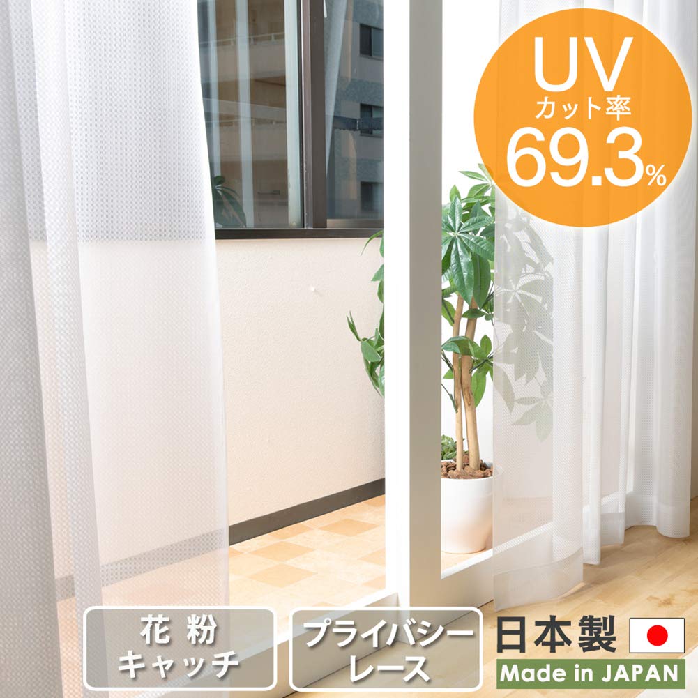 Types In Lace Pollen UV Width 100cm X Length 98cm [8 Total] Curtain, Catch, Protection, Washable, White,