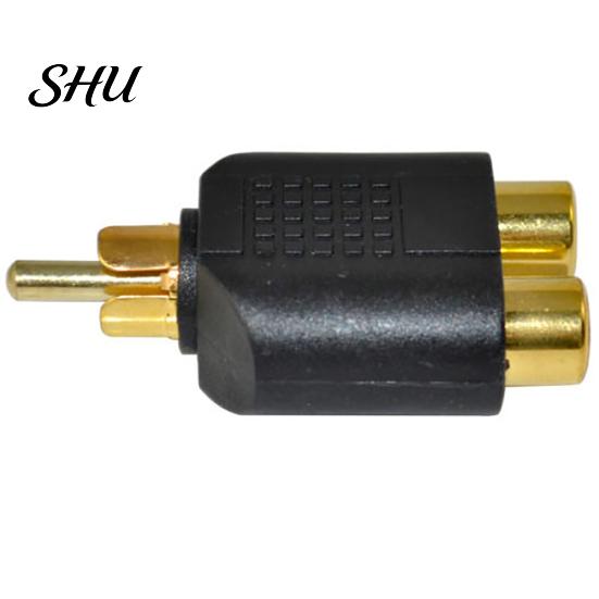 RCA Male To Double Female Socket AV Audio Video Signal Y Splitter Plug Adapter