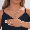 Elegant Pearl Rhinestone Flower Jewelry Set: Necklace, Earrings & Bracelet for Weddings & Banquets