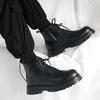Black Thick Soled Men's Boots Fashionable and Trendy Men's Style Outdoor Street Motorcycle Daily Office Party Adult Shoes Hot