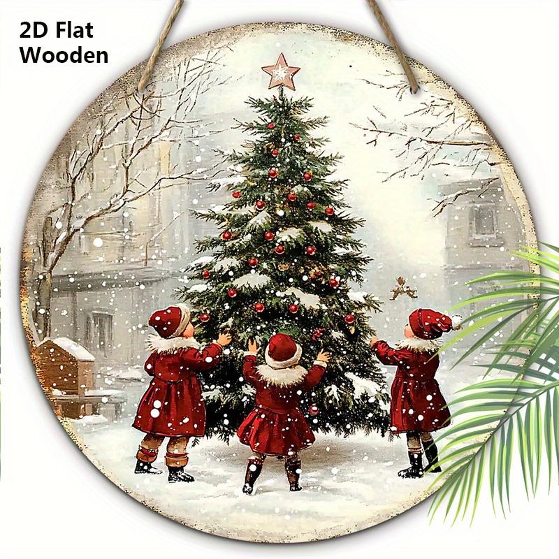 

Теплая Зимняя Деревянная Рождественская Табличка с Узором Рождественских Елок - Приветственная Табличка Navidad для Декора на Входную Дверь или Стену - Идеальное Рождественское Украшение 20cm/7.87in красный