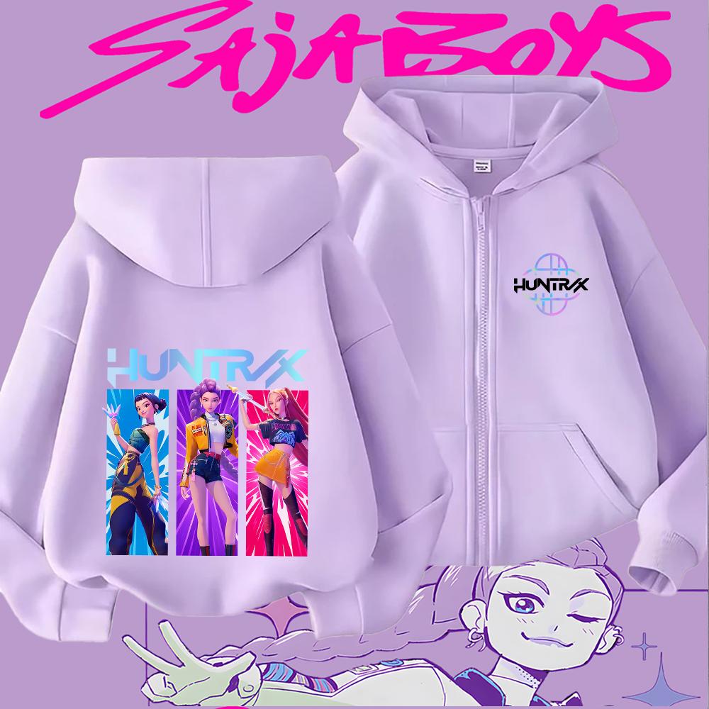 

Худи на молнии для девочек Huntrix с мультяшным принтом, повседневный свитшот с длинным рукавом для детей 110