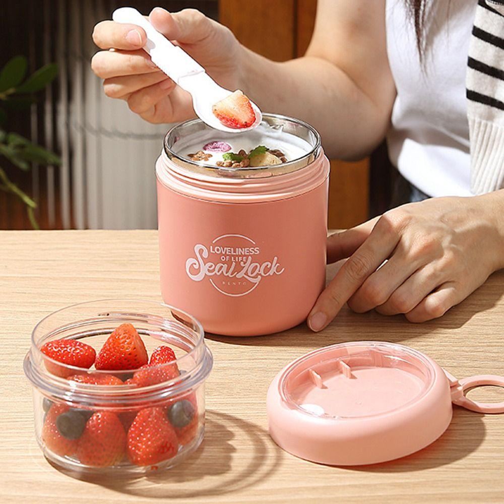 Insulation Food Thermos Container Sealed Oat Breakfast Cups with Spoon Double Layer Soup Cup  Salad