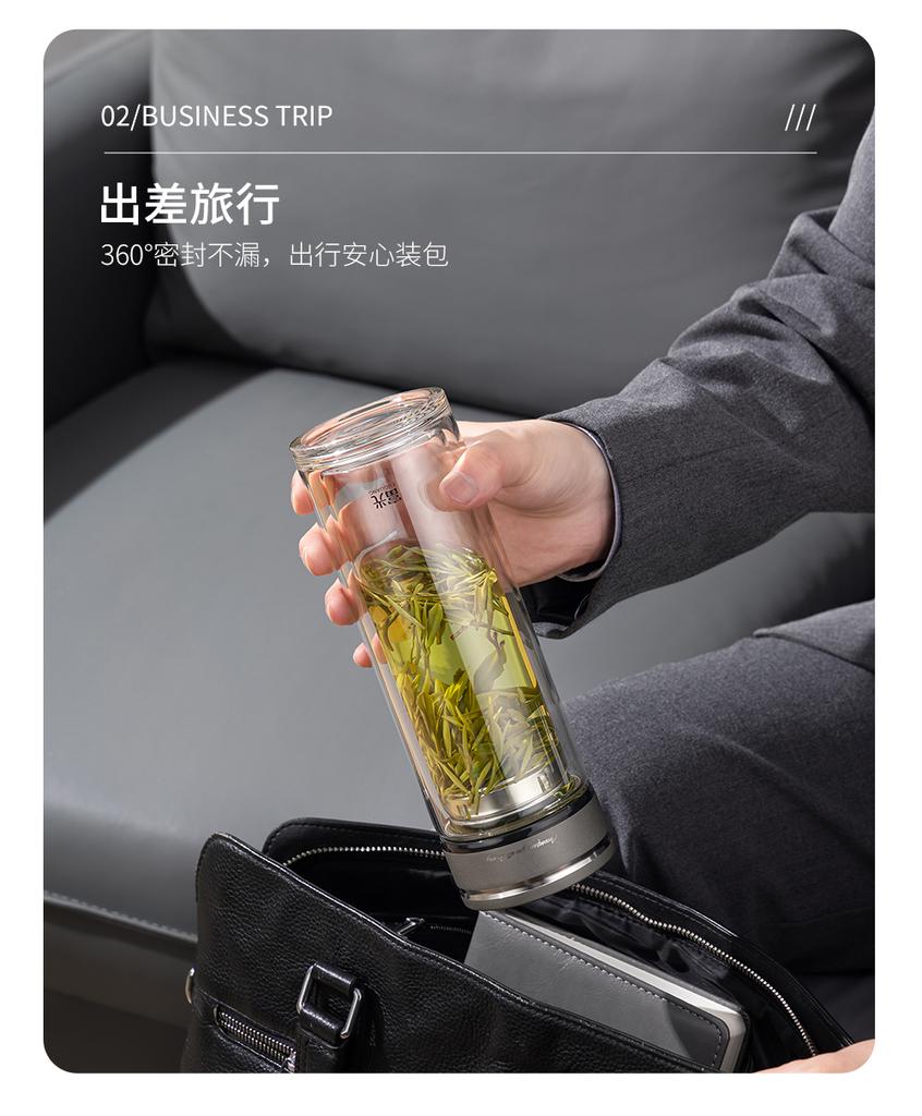 Fuguang Double-Layer Glass Cup with Lid