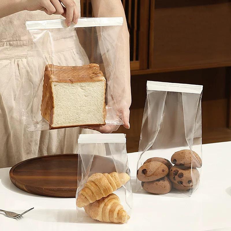 10pcs Toast Bakery Bag With Clear Window Bread Packaging Bags Curling Wire Sealing Avoid Oil Baking Takeaway Food Cake Package