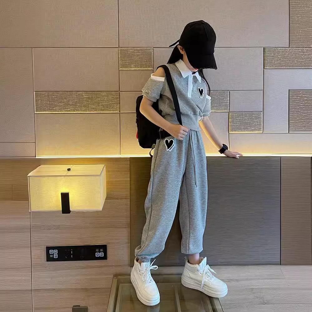 2 Piece Set Girls Summer Loose Short Sleeve T-Shirt Casual Shorts Sports Print Letter Casual Suit Large Size Short Pajamas