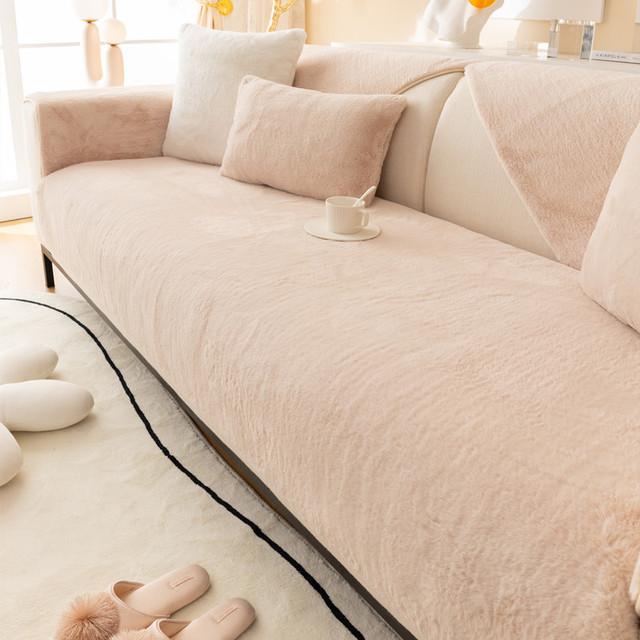 Faux Rabbit Fur Sofa Cover 1 /2 /3 Seater Thick Plush Couch Cover Corner L Shape Ultra Soft Armchair Furniture Protector Non -Slip