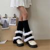 Girls Lolitas Leg Warmers Y2K Fuzzy Knitted Flared Leg Sleeves Goth Baggy Cuff Ankle Heap Socks JK Uniform Foot Cover