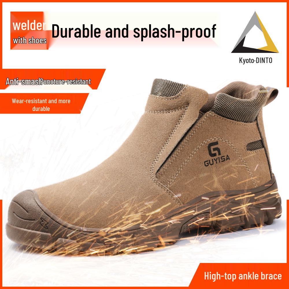 Pánská bezpečnostní obuv s ocelovou špičkou: Prodyšné, Snadné nazouvání/vyzouvání, Proti nárazu, Proti propíchnutí, Proti jiskrám; Ideální pro stavebnictví a svařování.