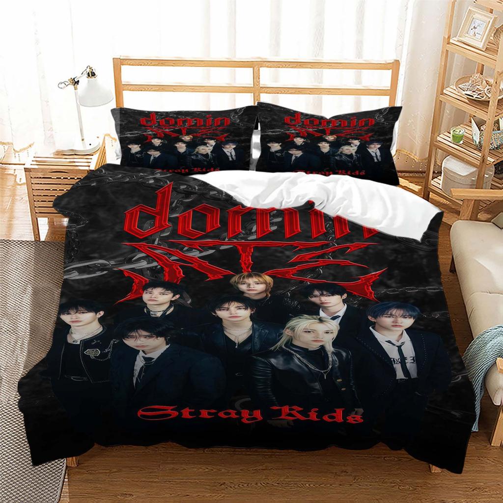 Stray Kids Digitaldruck Bettwäsche-Set Dreiteilig 3D-Druck Dreiteiliges Set