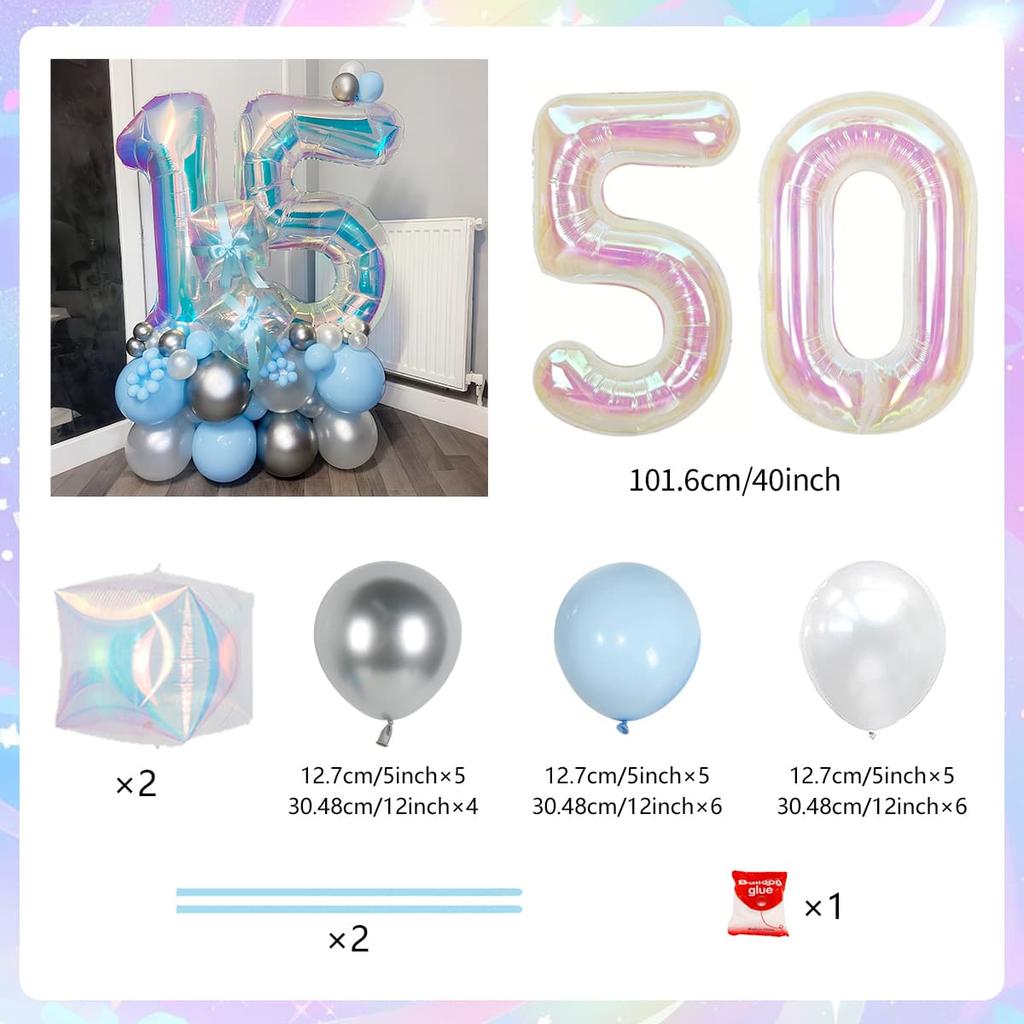 Colorful Rainbow Balloon Set Digital Transparent Colorful Aluminum Film Balloon Commemorative Day Birthday Party Decoration