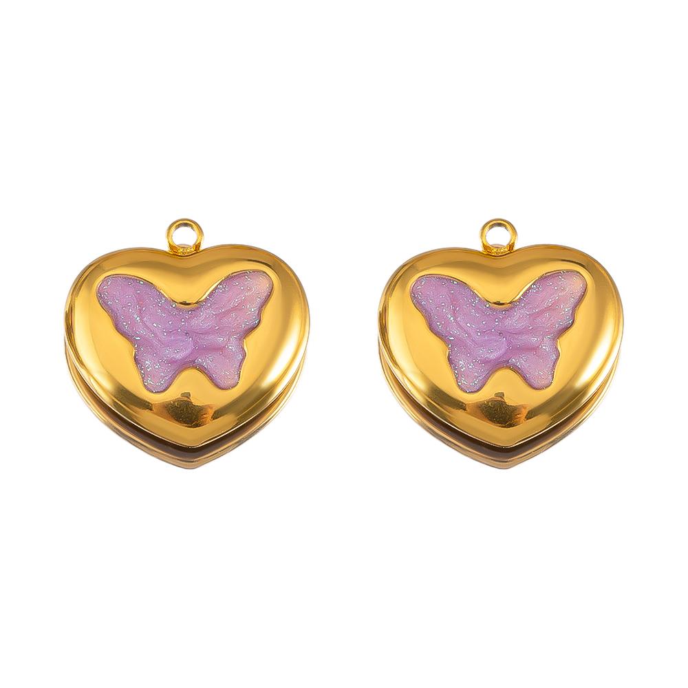 2pcs Stainless Steel 304 Multi-Design Enamel Pendant Lavender Purple Series For DIY Necklace Earrings Jewelry Findings Accessory