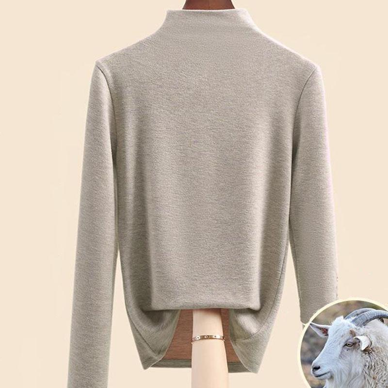 Jesienna i zimowa damska koszula z najniższym kaszmirem Dralon Mulberry Silk Półwysoki dekolt Wewnętrzne wyściełane włosy Ciepłe topy