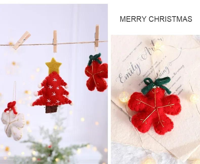 Christmas Tree Decoration 2025 Felt Christmas Tree Pendant Xmas Stockings Santa Claus Snowflakes For Home Natal Decor