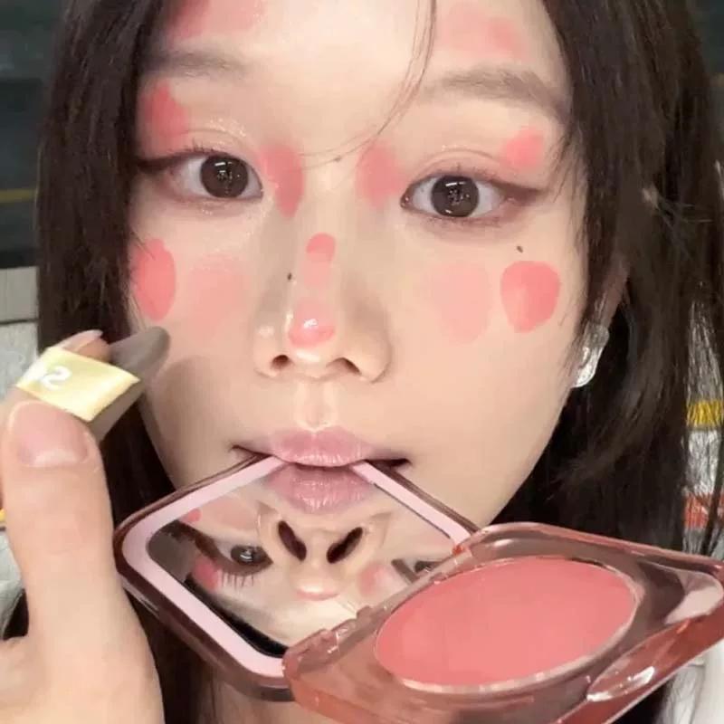 Pink and Tender Is Spring! Moisturizing Blush Cream Silky Texture Korean Series Tender Expansion Shrink Color Brightening Brush