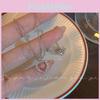 Cute And Playful Pink Diamond Love Heart Necklace Ideal Gift For Girlfriend Unique Design Collarbone Chain