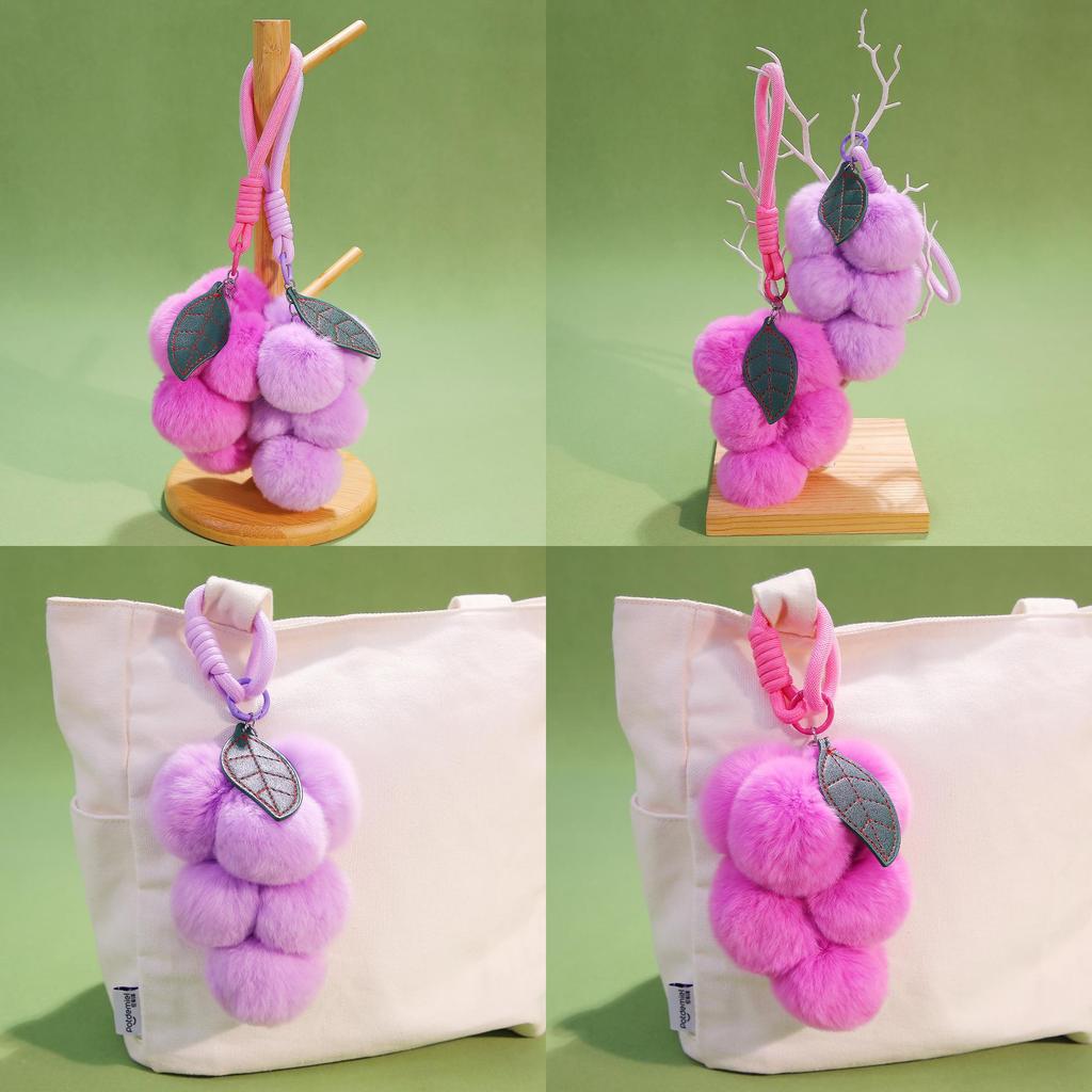 Grape Shaped Cartoon Plush Keychain Pendant Doll Toy For Bag Accessory Gift
