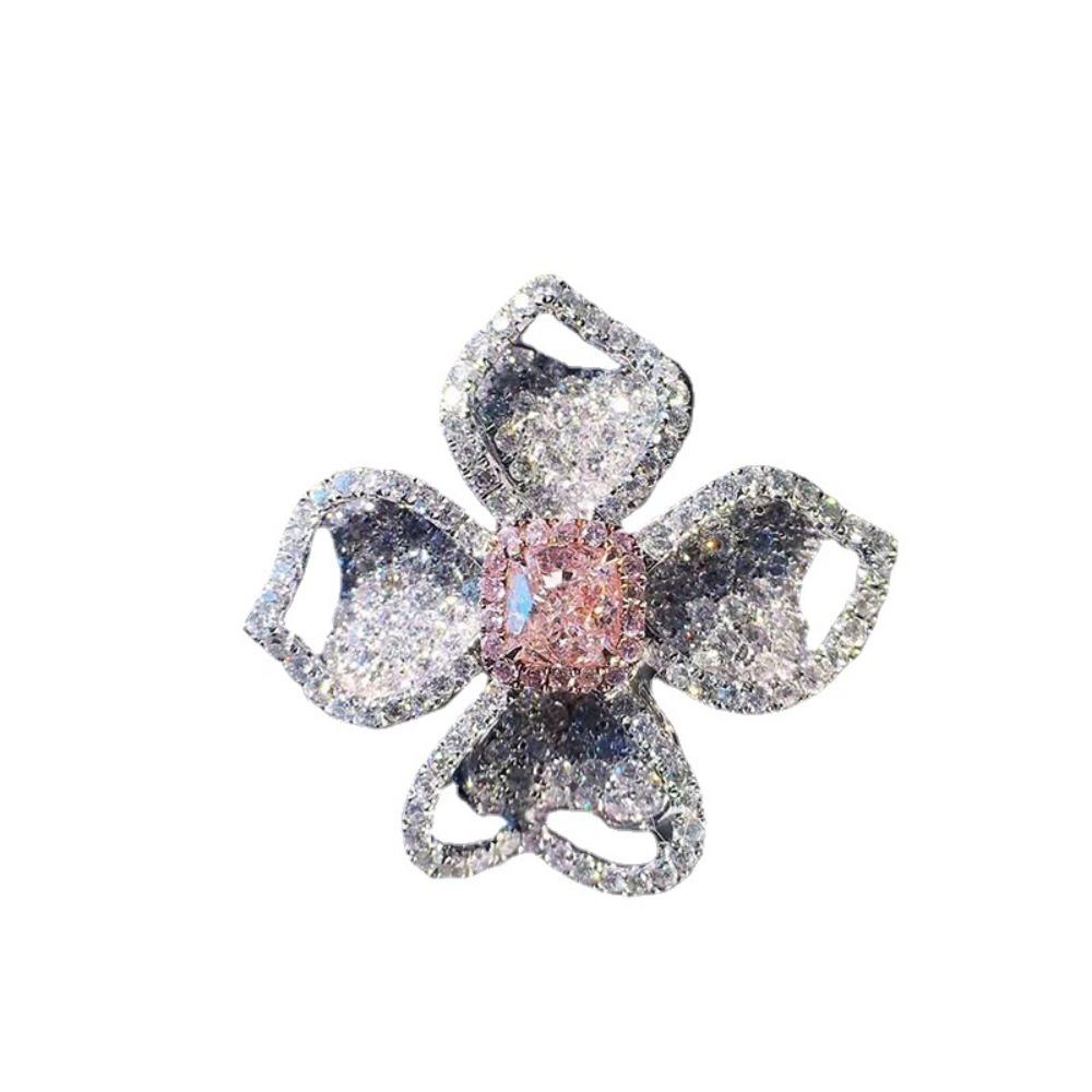 Luxury Cluster Diamond Ring for Women Elegant European American Full Diamond Engagement Cocktail Ring
