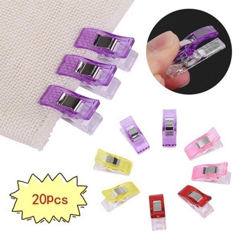 50 Pieces Sewing Clips Plastic Clamps Fabric Quilting Crafting Crocheting Knitting Paper Binding Clips Sewing Clothespins
