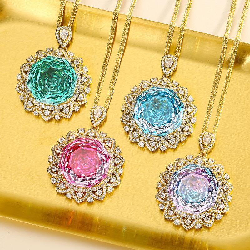 Jewelry Copper Bottom Gold Plated Rose Chepala Green Vintage Gold Pendant Main Stone 18Mm