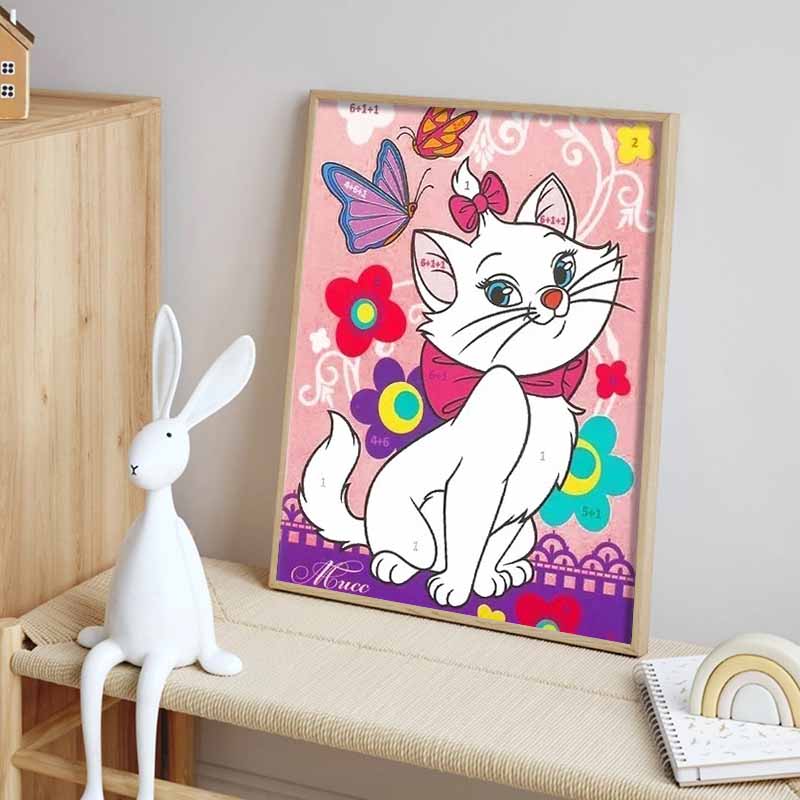Disney Pittura con Diamanti Le Avventure del Gatto Illustrazione Artistica Punto Croce 5D Stampa da Appendere Puzzle 5D Mosaico Ricamo Decorazione per la Casa
