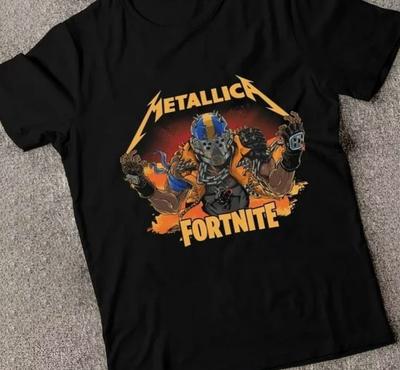 T-shirt Unisex Fortnite Metallica Fury, T-shirt in Cotone a Maniche Corte, Taglia S-4XL