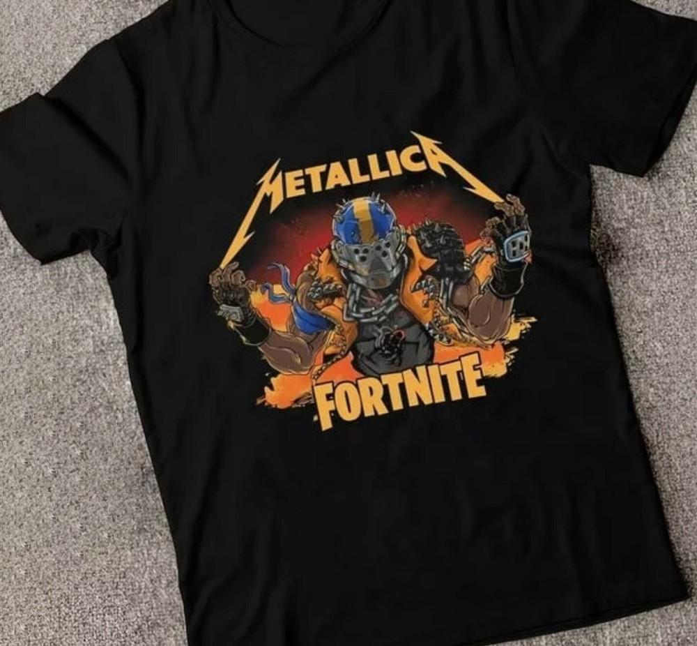 

Унисекс футболка Fortnite Metallica Fury, хлопковая футболка с коротким рукавом, размеры S-4XL M