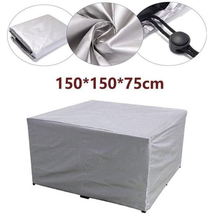 Housses de meubles de jardin pour extérieur - Résistantes - Housse de table carrée et chaises - Gris