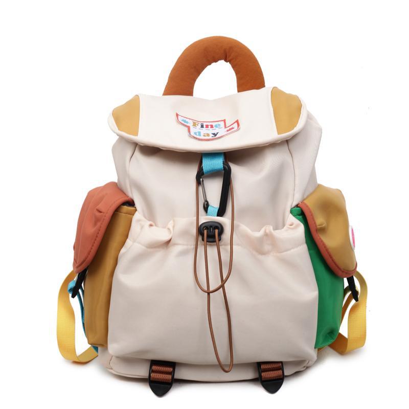 Schoolbag Contrasting Canvas Backpack Women's Large Capacity Casual Versatile Student Class School Bag Mountaineering Bag Lightweight Travel Backpack