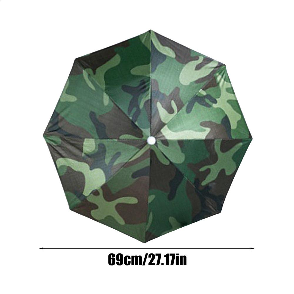 Head-Mounted Umbrella Hat Fishing Sunshade Headwear Umbrella Foldable UV Protection with Elastic Band for Kids Adult Outdoor Use