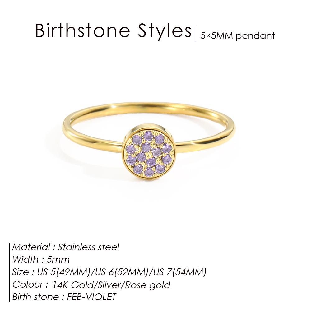 eManco Unique Personalized Natural Birthstone Rings Stainless Steel Elegant Jewelry for Women's Parties Daily Wear Gifts