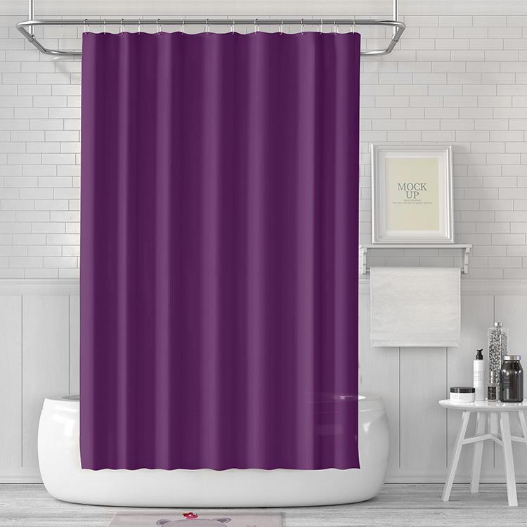 Waterproof PEVA Shower Curtain with Hooks, Solid Color, Thickened & Punch-Free for Bathroom