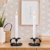 2Pcs Iron Art Taper Candle Holder with Handle Vintage Metal Candlestick Home Living Room Christmas Wedding Party Candle Stand Table Centerpiece