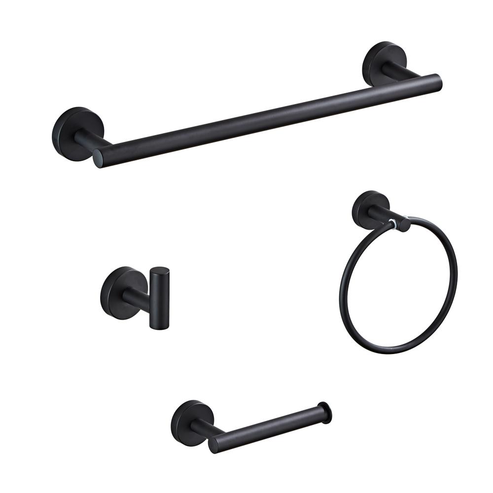 YUNDOOM OEM Modern Bath Room Towel Ring Luxury Towel Rack Ring Toielt Paper HolderStainless Steel Bathroom Accessories Sets чёрный