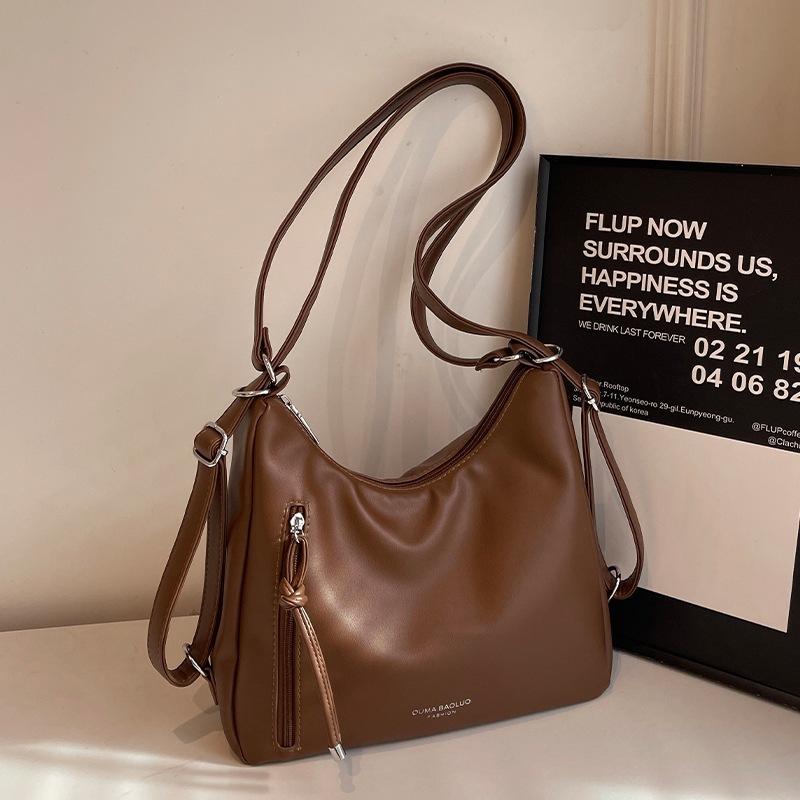 Большая вместительная сумка-тоут, винтажная женская сумка через плечо кофейный