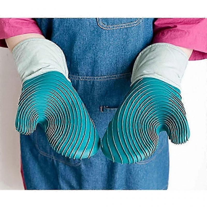 1 Pair Silicone Microwave Gloves Bbq Oven Baking Heat Resistant Hot Pot Mitts