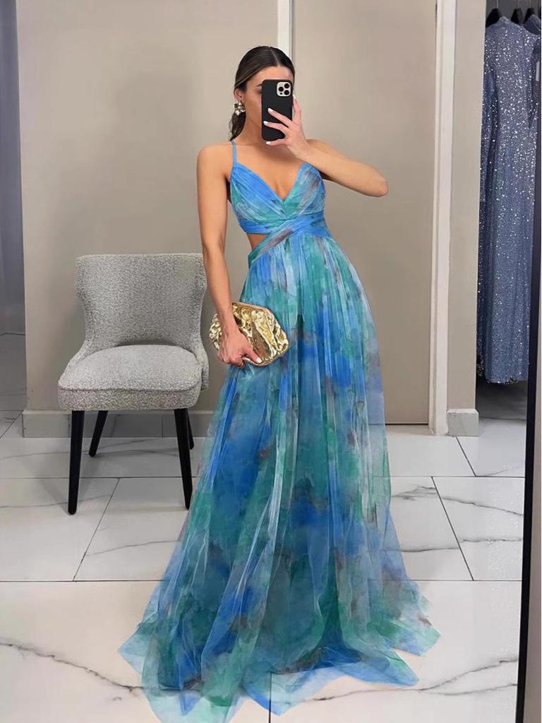 Sukienka z siateczkowym wzorem na ramiączkach spaghetti - Kolekcja Wiosna/Lato 2026 - Idealna na wakacje, codzienne wyjścia i imprezy