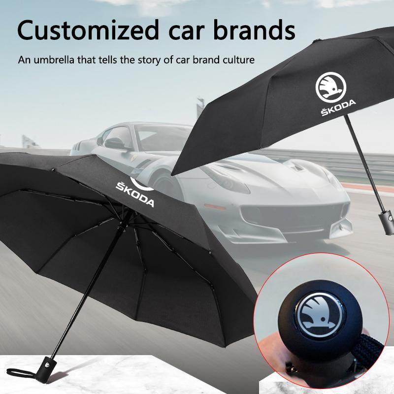 2025 New Portable Folding Automatic Umbrella Rain Car Large Business 3Folding Umbrellas For Skoda Octavia MK2 MK 2 3 Fabia Karoq