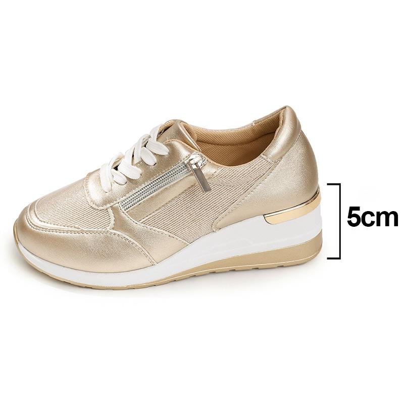 Fashion Plus Size Fashion Wedge Sneakers for Women Gold Silver Platform Sports Shoes Woman Lightweight Breathable Casual Running Shoes