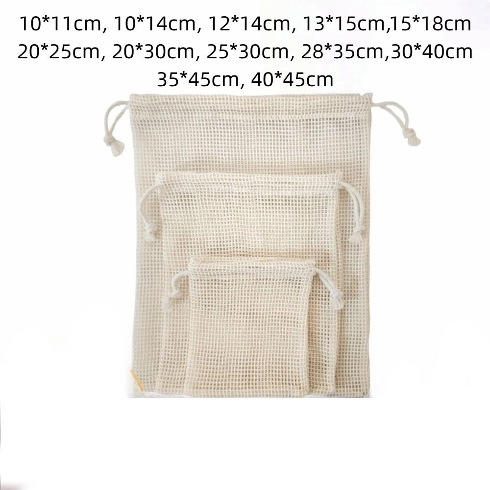 Reusable Cotton Mesh Bag Large Drawstring Bag New Bundle Pocket  Kitchen