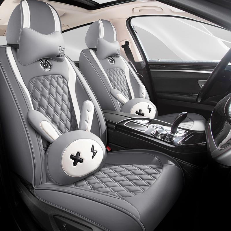 Cartoon Faux Leather Car Seat Covers for SUV Pick-up Truck Sedan Universal Breathable Anti-Slip Driver Seat Cushion (Full Seat)