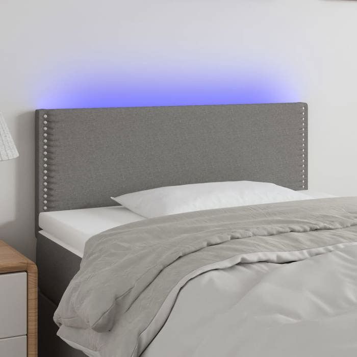 VidaXL Tête de Lit à LED Meuble de Chambre à Coucher Accessoire de Lit Simple Tête de Cadre de Lit Intérieur Gris Foncé 3121455